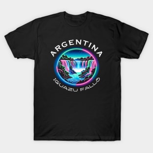 Iguazu Falls Argentina -Cool Neon Art Style T-Shirt